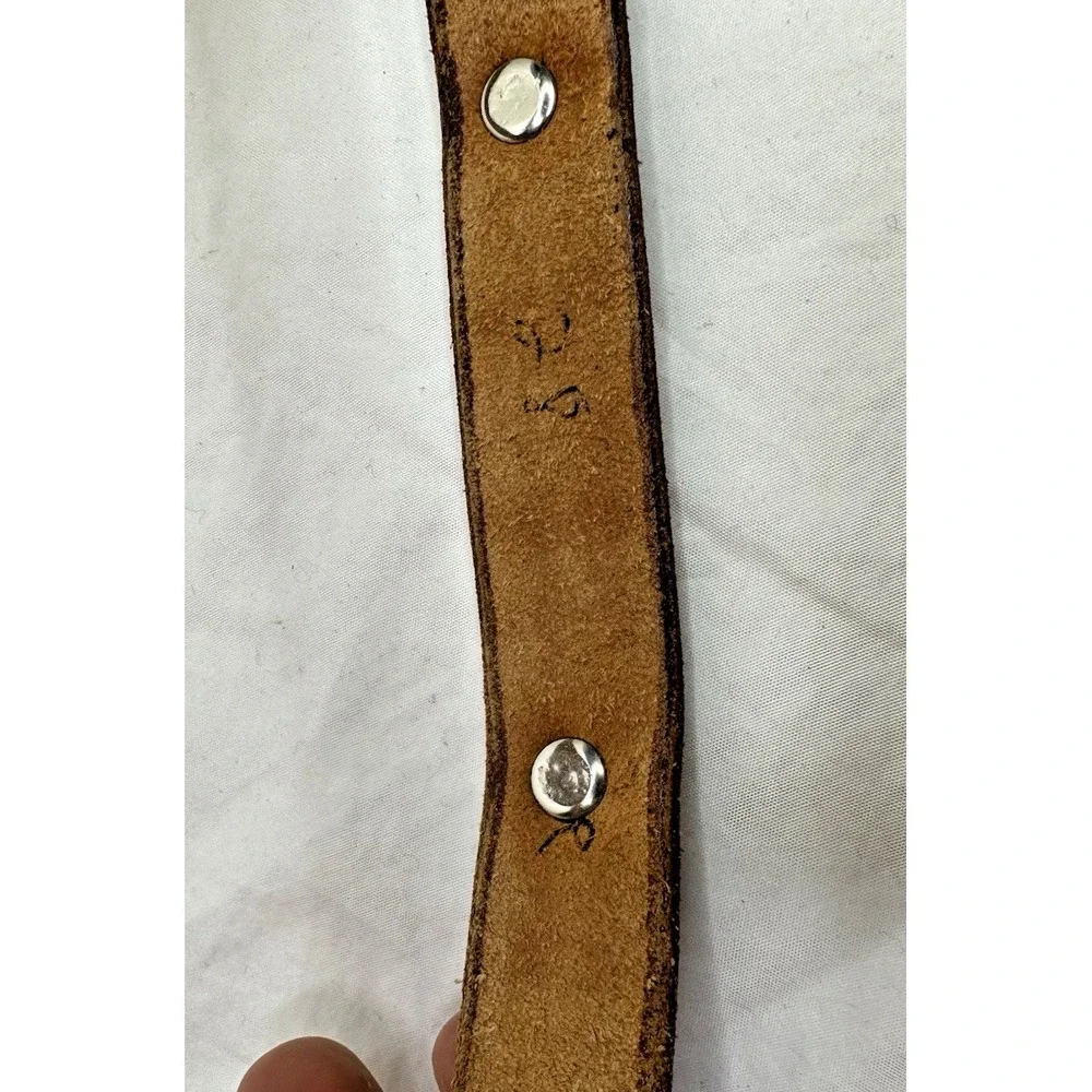 Buffalo Head Nickel Youth Belt 28 Handcrafted Brown Leather Tooled Western Vtg